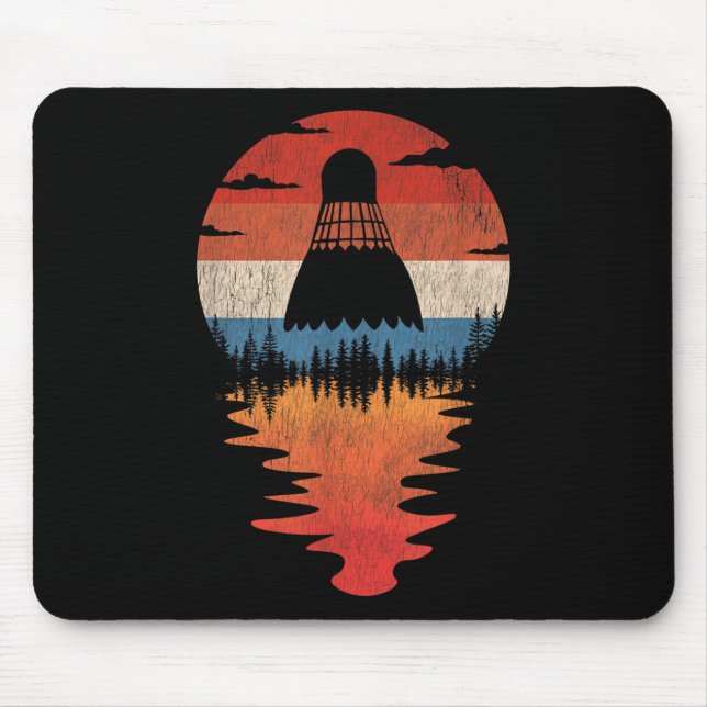 Cool Badminton Retro Vintage Sunset Style  Mouse Mat (Front)