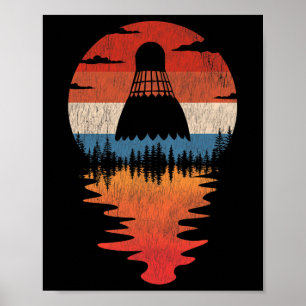 Cool Badminton Retro Vintage Sunset Style Poster