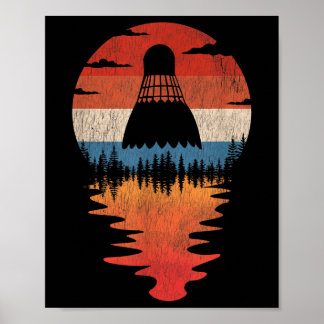 Cool Badminton Retro Vintage Sunset Style  Poster