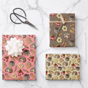 cool bakery sweets tiled pattern wrapping paper sheet