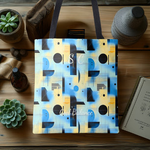 Cool Balance Abstract – Blue, Yellow, and Black Tote Bag