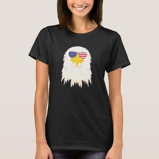 Cool Bald Eagle Wearing Usa Flag Sunglasses Us Ame T-Shirt (Front)