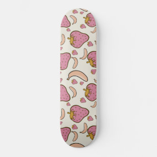 cool banana and strawberry illustration pattern  skateboard