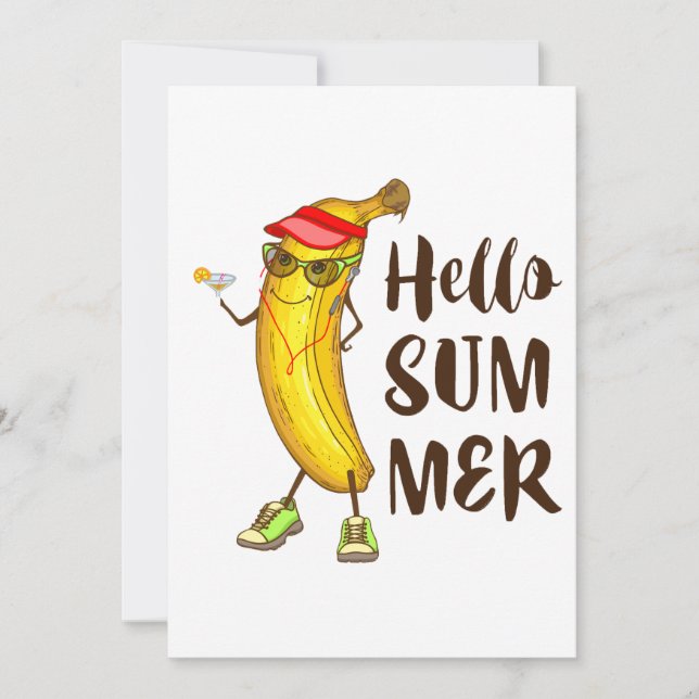 Cool Banana Hello Summer Funny Tropical Fruit  Invitation (Front)