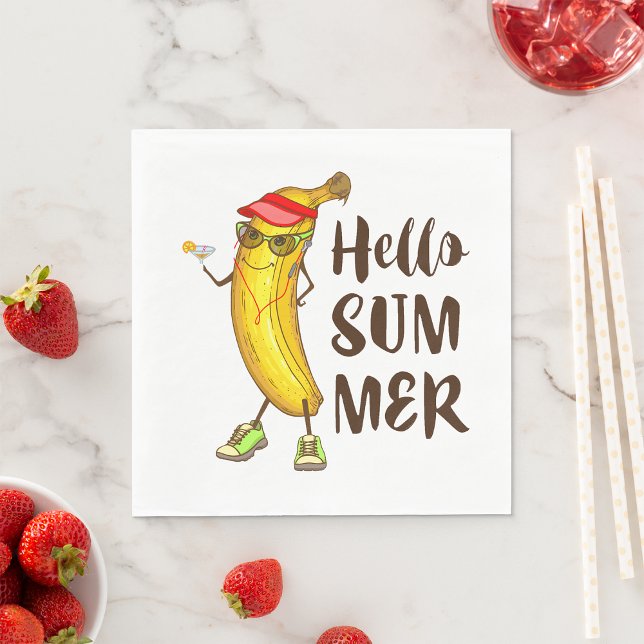 Cool Banana Hello Summer Funny Tropical Fruit  Napkin (Creator Uploaded)