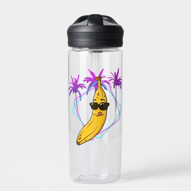 Cool banana party retro water bottle (Front)