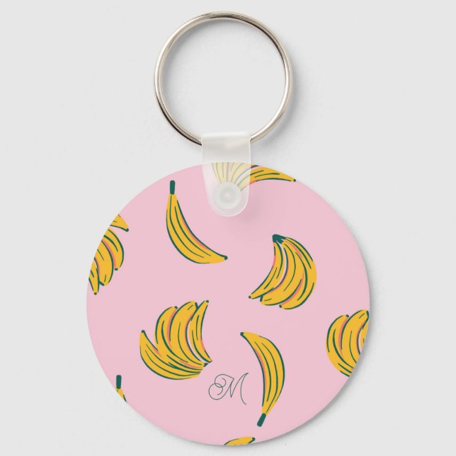 Cool Banana Pink Pattern Key Ring (Front)
