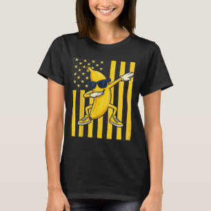 Cool Banana Vintage American Flag Dabbing Banana L T-Shirt
