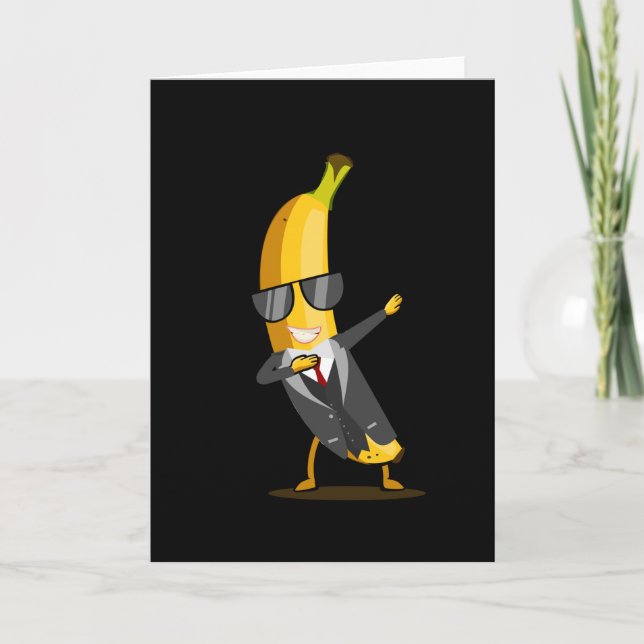 Cool Banana with Suit - Dab Funny Dancing Fruit Card (Front)