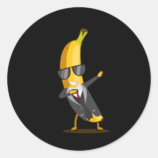 Cool Banana with Suit - Dab Funny Dancing Fruit Classic Round Sticker