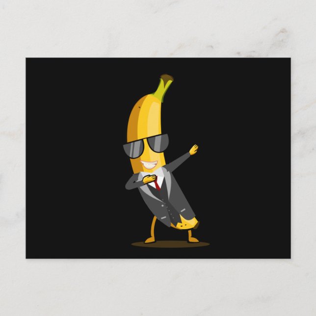 Cool Banana with Suit - Dab Funny Dancing Fruit Postcard (Front)