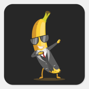 Cool Banana with Suit - Dab Funny Dancing Fruit Square Sticker