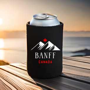 Cool Banff Canada Mountains Maple Leaf Dark Color Can Cooler