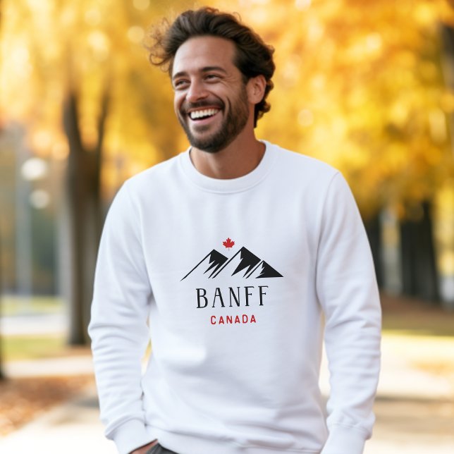 Cool Banff Canada Mountains Maple Leaf Light-Color Sweatshirt (Creator Uploaded)