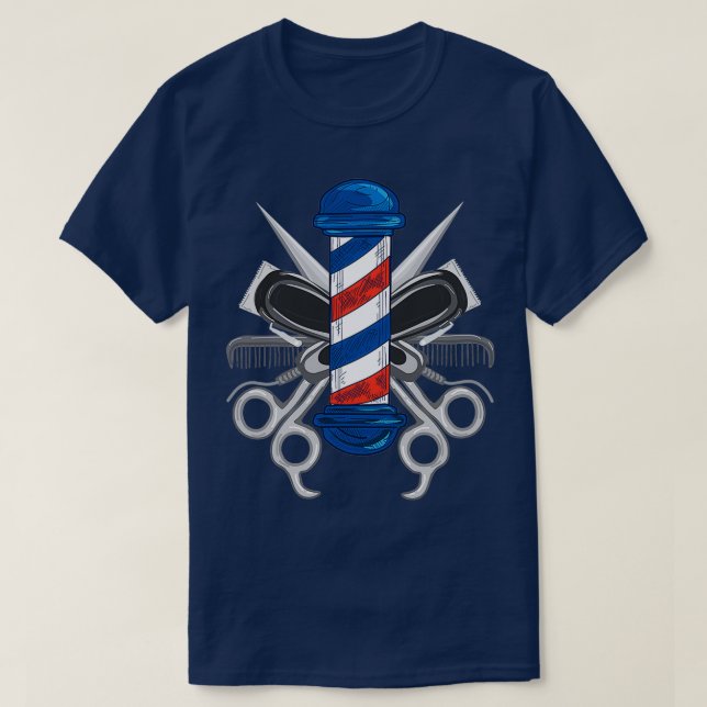 Cool Barber Design Men Women Barber Pole Barbersho T-Shirt (Design Front)