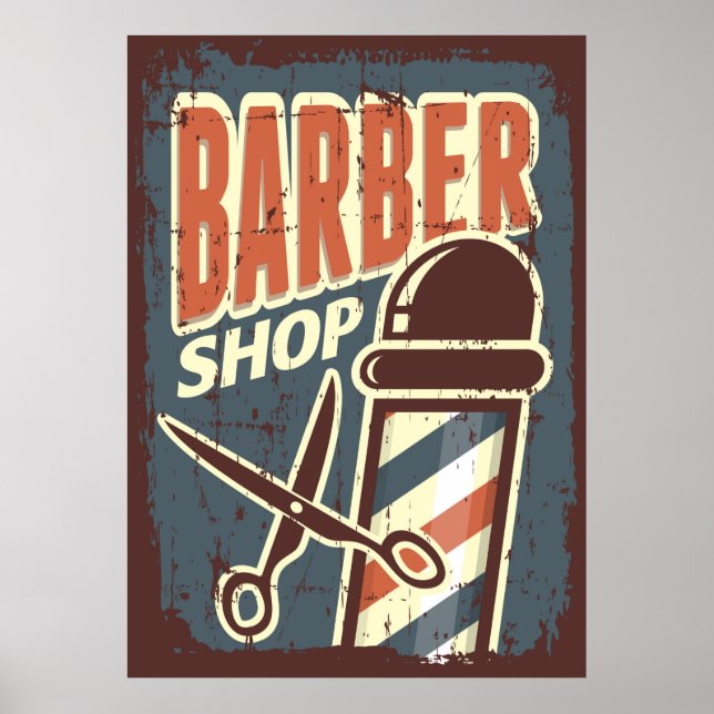 cool Barber shop business retro vintage Poster (Front)