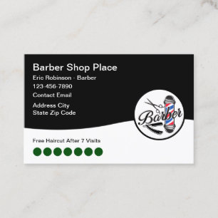 Cool Barber Shop Loyalty Rewards Business Cards