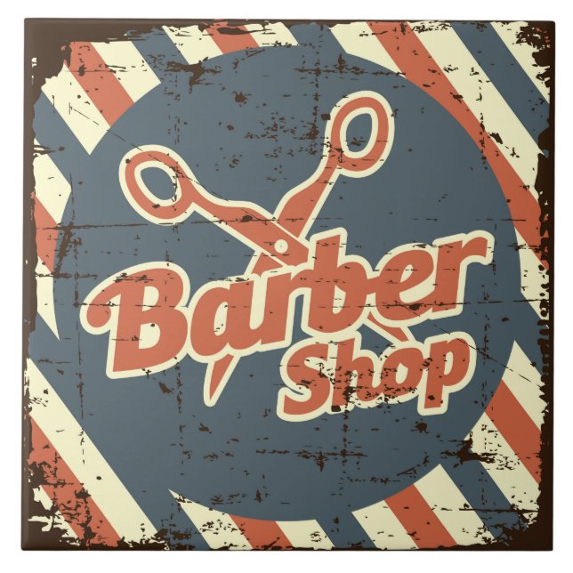 Cool Barber shop retro Tile (Front)