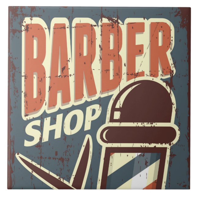 Cool Barber shop retro Tile (Front)