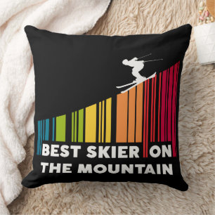 Cool Barcode Design Best Skier On The Mountain Cushion