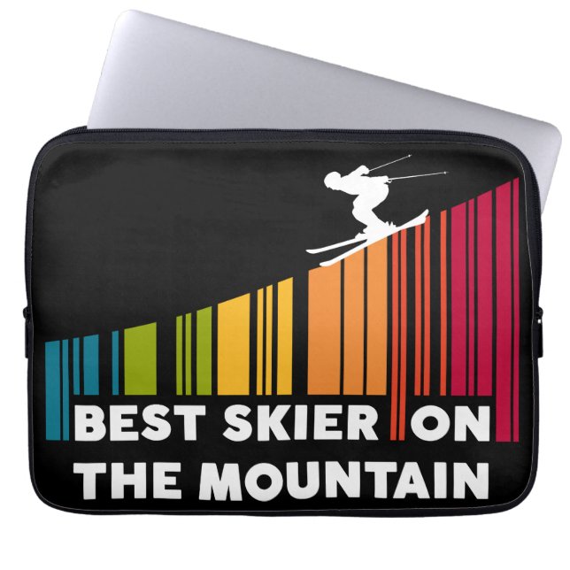 Cool Barcode Design Best Skier On The Mountain  Laptop Sleeve (Front)