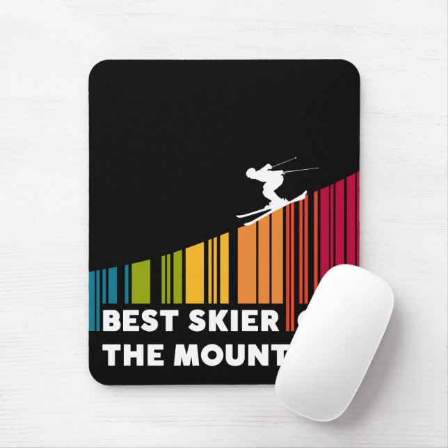 Cool Barcode Design Best Skier On The Mountain  Mouse Mat (With Mouse)