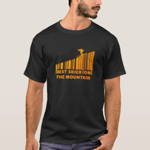 Cool Barcode Design Best Skier On The Mountain  T-Shirt