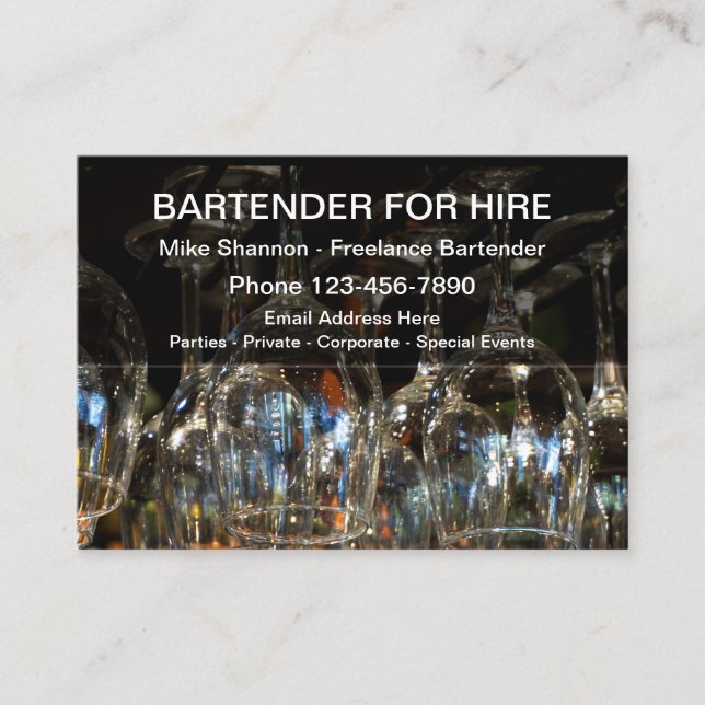 Cool Bartender For Hire Business Card (Front)