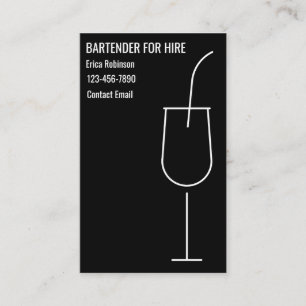 Cool Bartender For Hire Business Cards