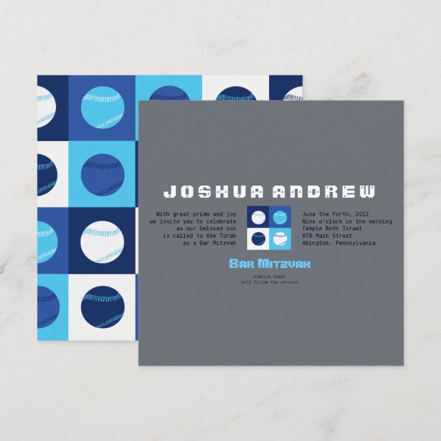 COOL BASEBALL Bar Bat Mitzvah Invitation (Front/Back)