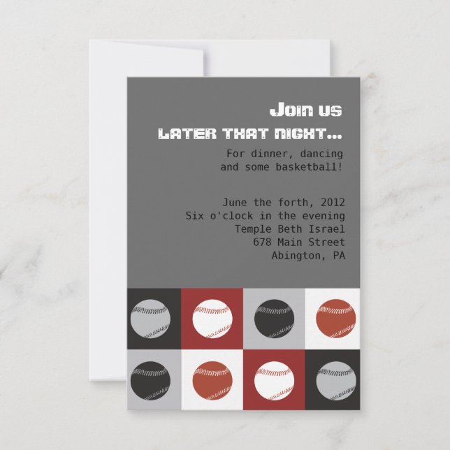 COOL BASEBALL Bar Bat Mitzvah Party Card (Front)