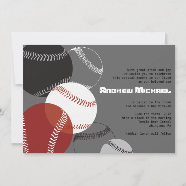 COOL BASEBALL Bar Mitzvah Invitation (Front)