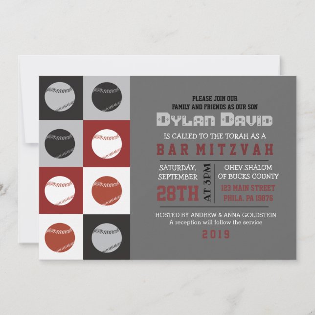 COOL BASEBALL Bar Mitzvah Invitation (Front)