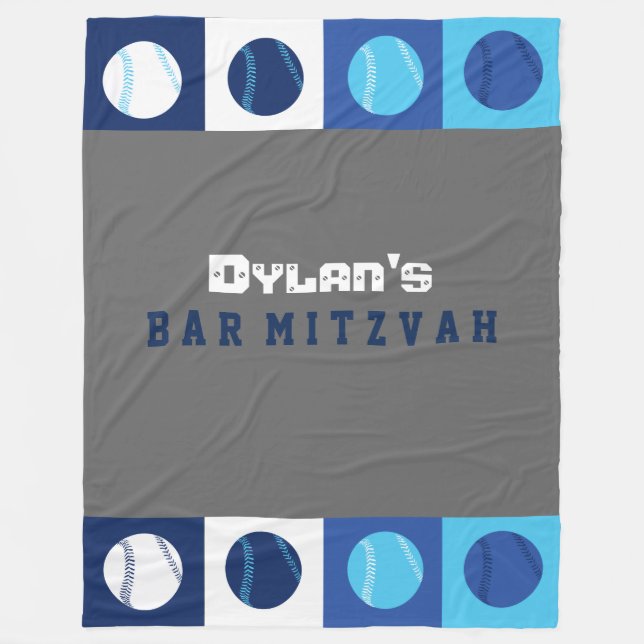 COOL BASEBALL Bar Mitzvah Photo Op Backdrop Fleece Blanket (Front)