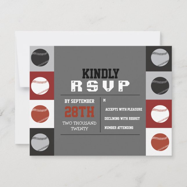 COOL BASEBALL Bar Mitzvah Reply RSVP Card (Front)