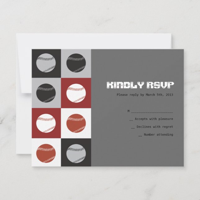 COOL BASEBALL Bar Mitzvah Reply RSVP Card (Front)