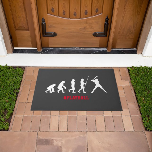 Cool Baseball Batter Silhouette Evolution Playball Doormat (Outdoor)