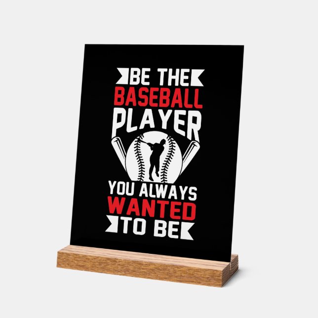 Cool Baseball inspiration word art Acrylic Sign (Angle)