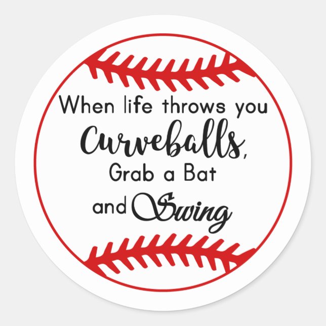 cool baseball life curve balls sports classic round sticker (Front)