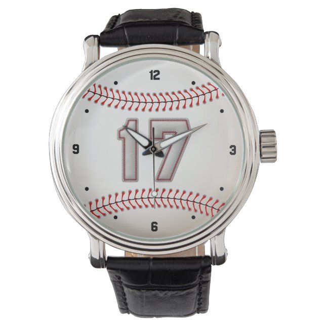 Cool Baseball Player Number 17 - Stitches Look Watch (Front)
