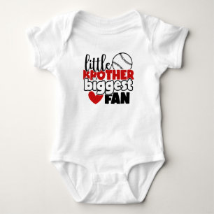 Cool Baseball sports little Brother biggest fan  Baby Bodysuit