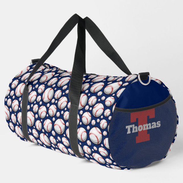 Cool Baseball sports lovers add monogram  Duffle Bag (Right Corner)