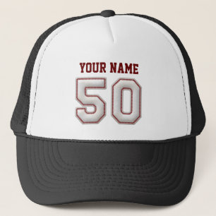 Cool Baseball Stitches - Custom Name and Number 50 Trucker Hat