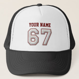 Cool Baseball Stitches - Custom Name and Number 67 Trucker Hat