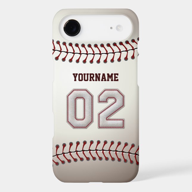 Cool Baseball Stitches - Custom Number 02 and Name Case-Mate iPhone Case (Back)