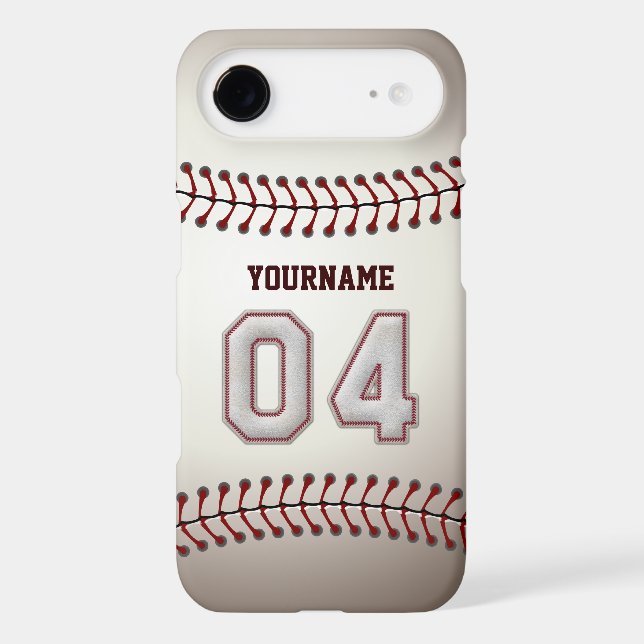 Cool Baseball Stitches - Custom Number 04 and Name Case-Mate iPhone Case (Back)