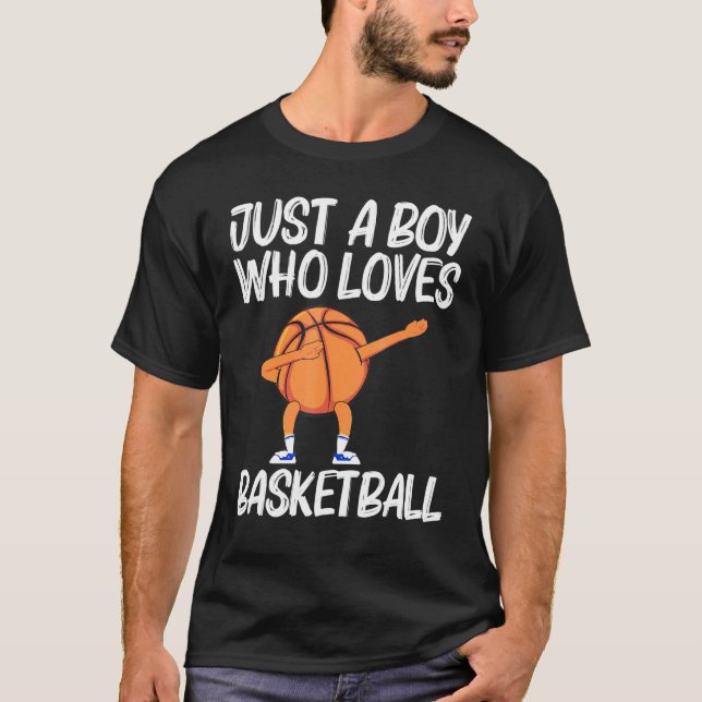 Cool Basketball Art For Boys Kids Dabbing Ball Tea T-Shirt (Front)