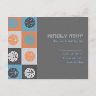 COOL BASKETBALL Bar Bat Mitzvah Reply Card