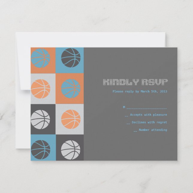 COOL BASKETBALL Bar Bat Mitzvah Reply Card (Front)