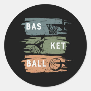 Cool Basketball Design with 3 colours Classic Round Sticker